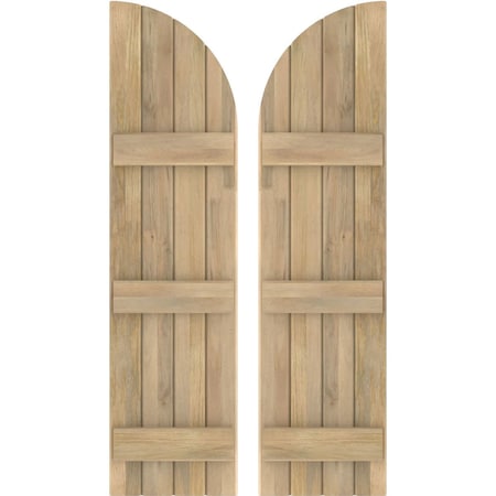 Americraft 4-Board (3 Batten) Wood Joined Board-n-Batten Shutters W/ Arch Top, ARW401BQ414X37UNH